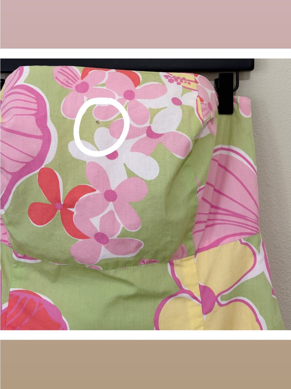 Vintage Lilly Pulitzer Size 12 Habiscus Floral Print Cotton Strapless Dress - Picture 9 of 10